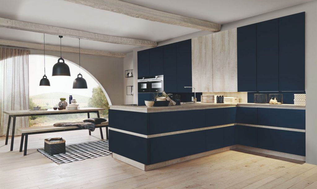 Bauformat Modern Blue Handleless Kitchen | Bauformat, Location